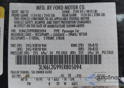 2014 Lincoln Mkz from USA, damaged, VIN 3LN6L2G99ER805094